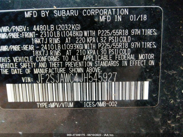 JF2SJAWC4JH545927 Subaru Forester Touring