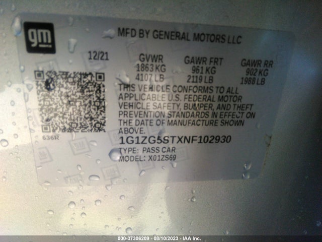 Chevrolet MALIBU RS 2022 1G1ZG5STXNF102930 Image 9
