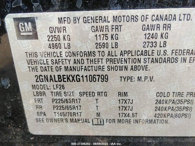 Chevrolet EQUINOX LS 2016 2GNALBEKXG1106799 Image 9