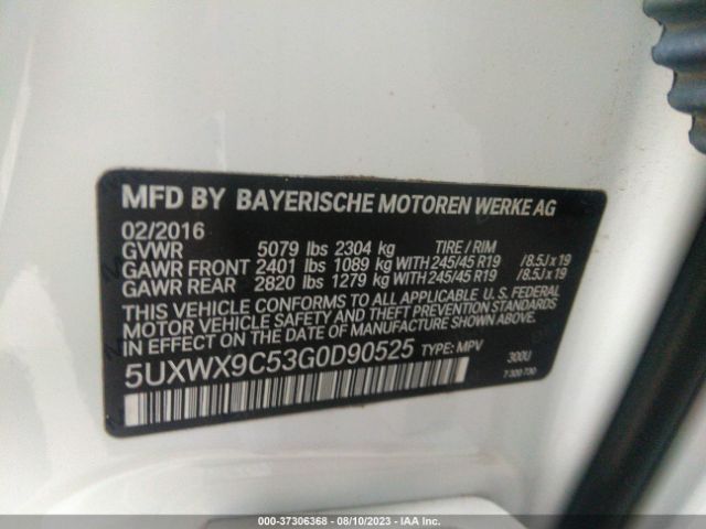5UXWX9C53G0D90525 BMW X3 Xdrive28i