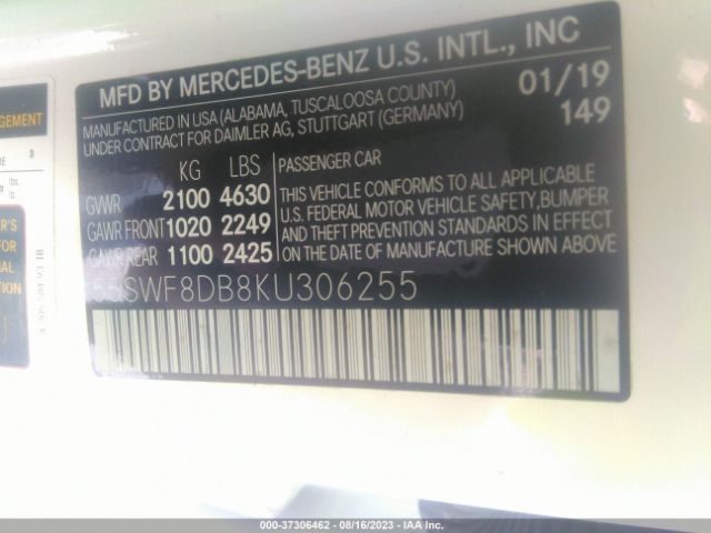 55SWF8DB8KU306255 Mercedes-Benz C-class C 300