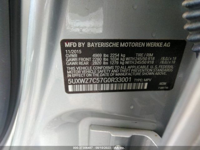 5UXWZ7C57G0R33001 BMW X3 Sdrive28i