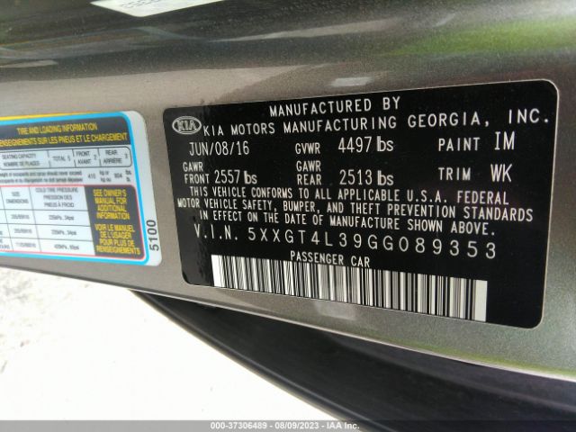 5XXGT4L39GG089353 KIA Optima Lx