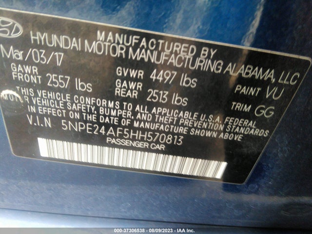 Hyundai SONATA SE 2017 5NPE24AF5HH570813 Image 9
