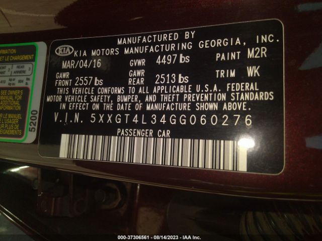 5XXGT4L34GG060276 KIA Optima Lx