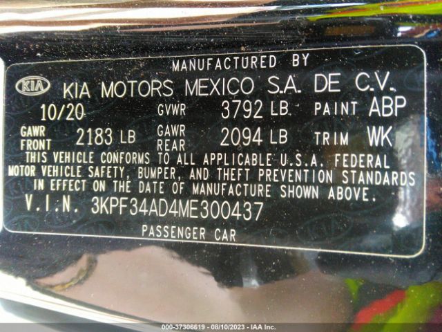 3KPF34AD4ME300437 KIA Forte Gt-line