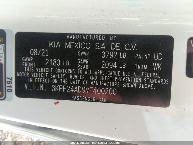 KIA Forte Lxs 2021 3KPF24AD9ME400200 Image 9