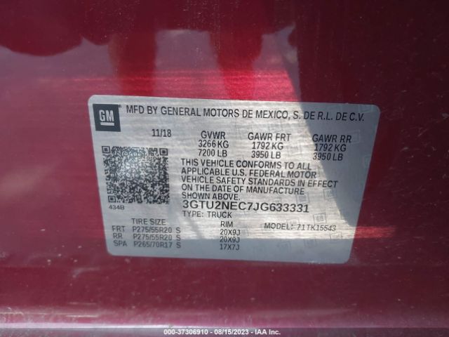 3GTU2NEC7JG633331 GMC Sierra 1500 Slt