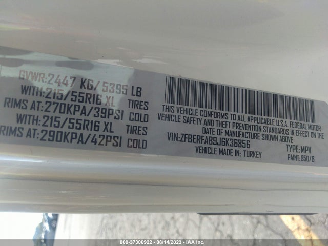 ZFBERFAB9J6K36856 RAM Promaster City Tradesman