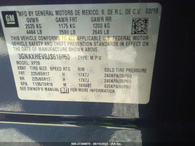 Chevrolet EQUINOX LS 2018 3GNAXHEV8JS616050 Image 9