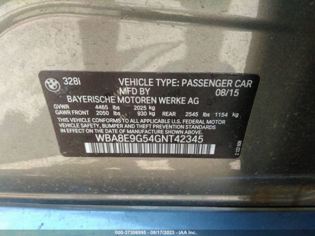 WBA8E9G54GNT42345 BMW 3 Series 328i