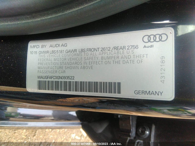 WAUGFAFC0GN093522 Audi A6 2.0t Premium Plus