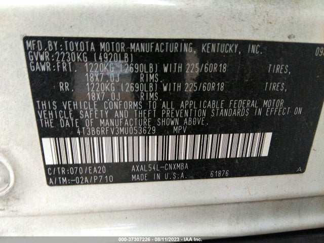 Toyota RAV4 HYBRID 2021 4T3B6RFV3MU053629 Image 16