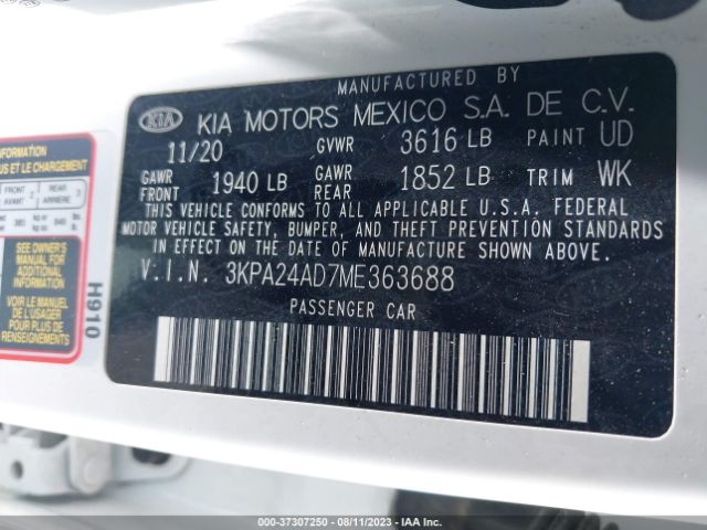 3KPA24AD7ME363688 KIA RIO S