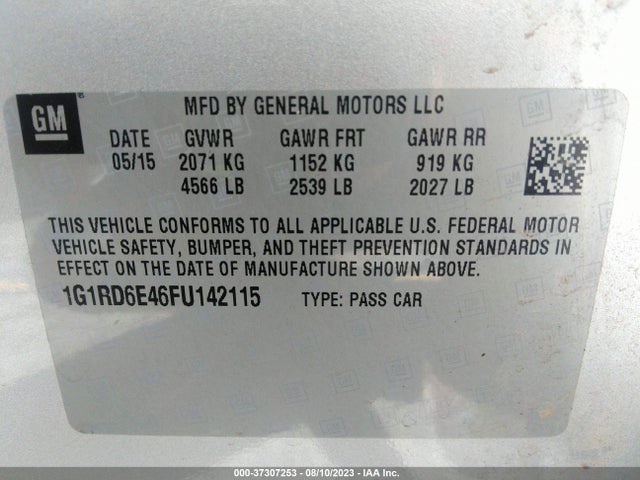 Chevrolet Volt 2015 1G1RD6E46FU142115 Image 9