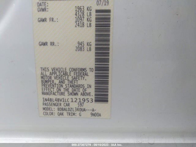 Nissan Altima 2.5 S 2020 1N4BL4BV1LC121953 Image 15