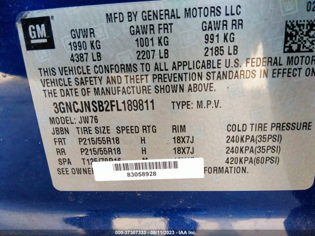 Chevrolet TRAX LTZ 2015 3GNCJNSB2FL189811 Image 10