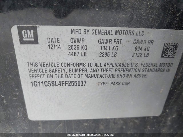 Chevrolet MALIBU 1LT 2015 1G11C5SL4FF255037 Image 9