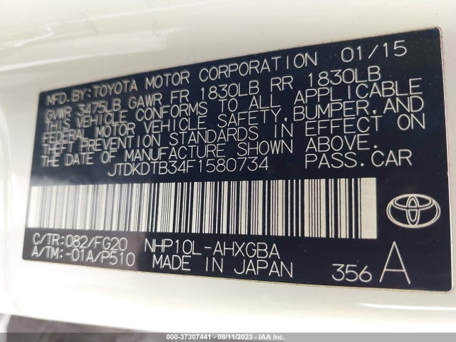 Toyota Prius C One/two/three/four 2015 JTDKDTB34F1580734 Image 16