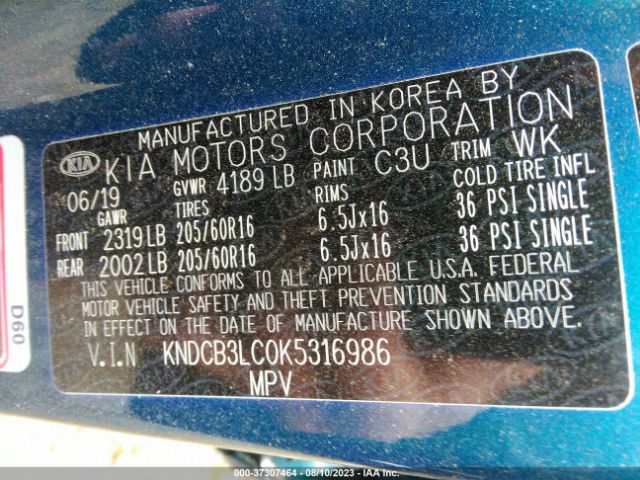 KNDCB3LC0K5316986 KIA NIRO LX