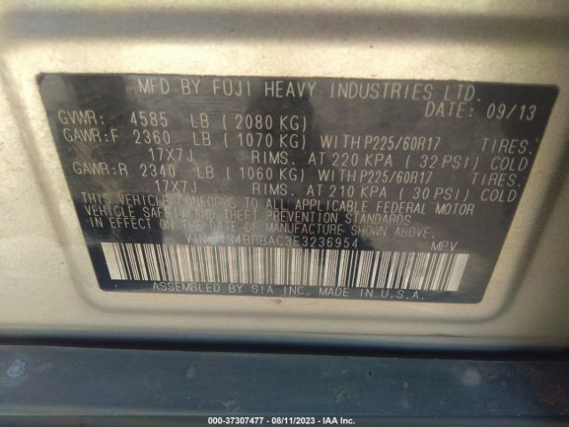 4S4BRBAC3E3236954 Subaru Outback 2.5i