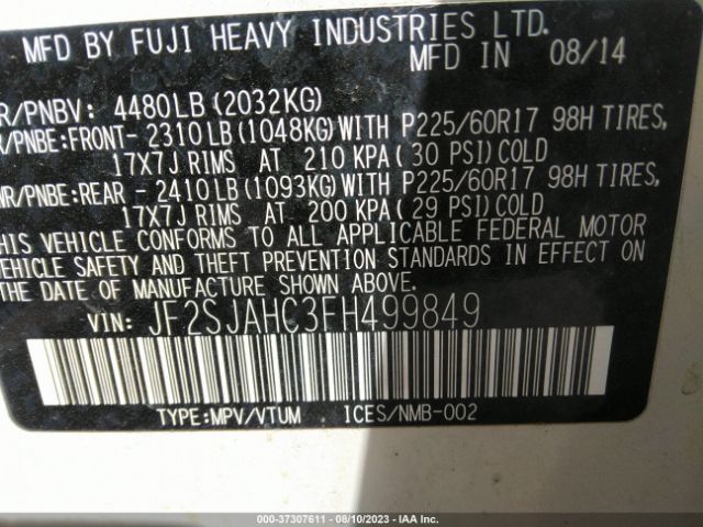 JF2SJAHC3FH499849 Subaru Forester 2.5i Limited