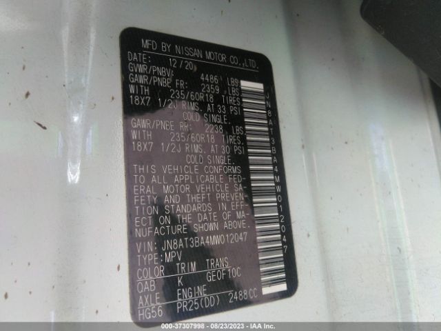 JN8AT3BA4MW012047 Nissan ROGUE SV