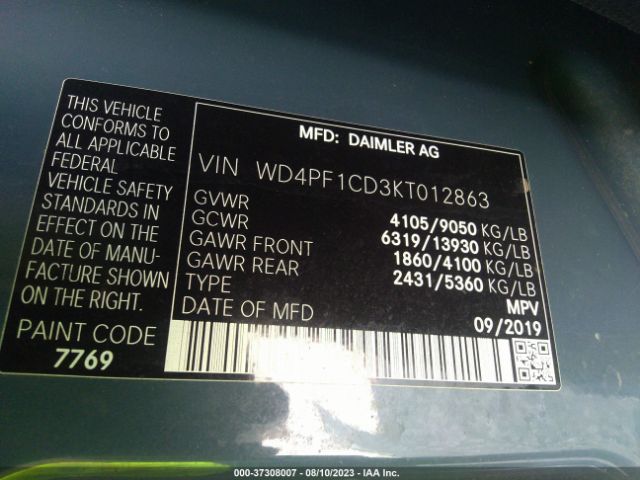 WD4PF1CD3KT012863 Mercedes-Benz SPRINTER VAN