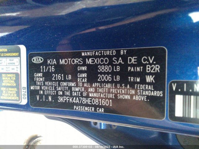 3KPFK4A78HE081601 KIA FORTE LX