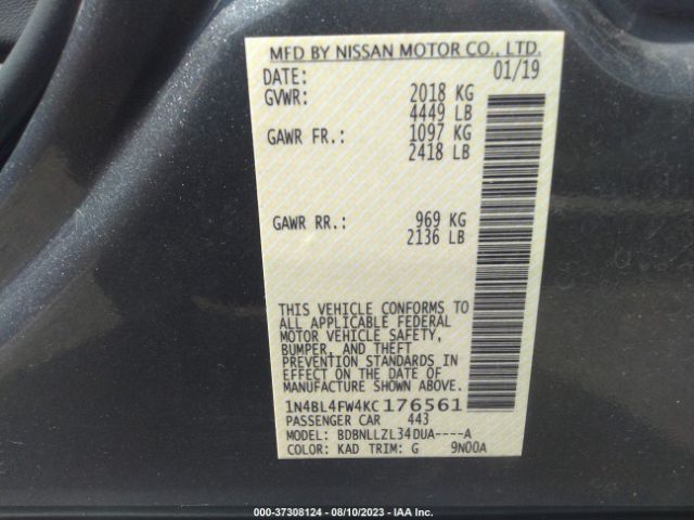 1N4BL4FW4KC176561 Nissan Altima 2.5 Platinum