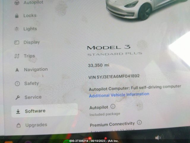 5YJ3E1EA6MF041892 Tesla Model 3 Standard Range Plus