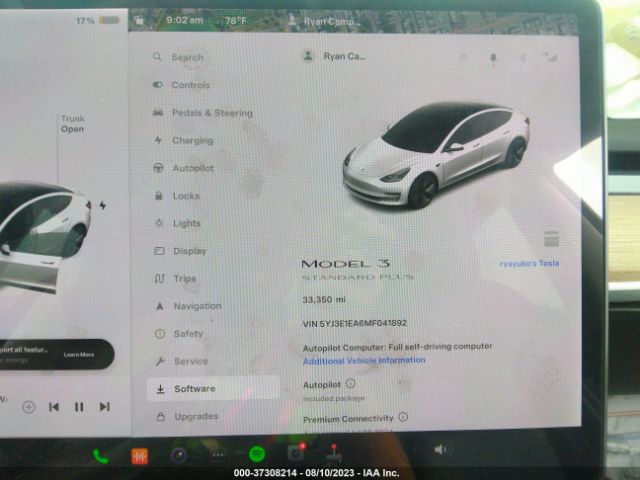 5YJ3E1EA6MF041892 Tesla Model 3 Standard Range Plus