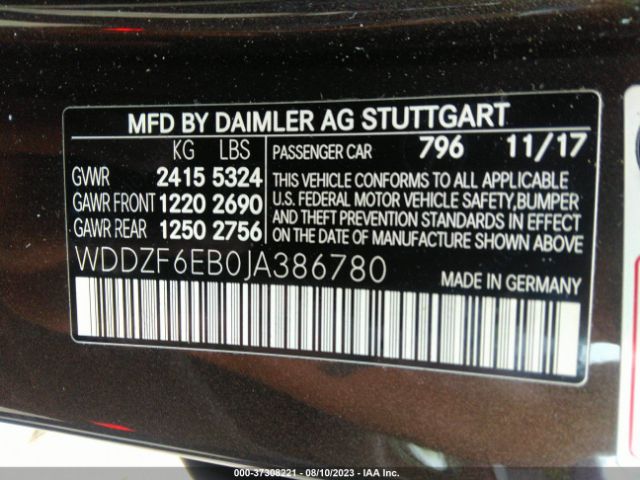 WDDZF6EB0JA386780 Mercedes-Benz E-class Amg E 43