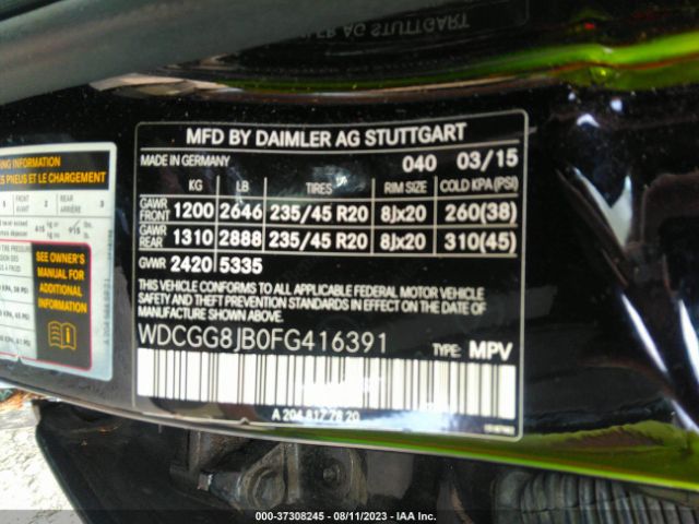 WDCGG8JB0FG416391 Mercedes-Benz Glk-class Glk 350