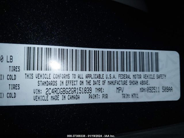 2C4RDGBG2GR151839 Dodge Grand Caravan Se