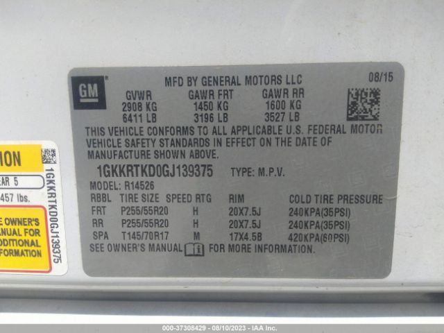 1GKKRTKD0GJ139375 GMC Acadia Denali