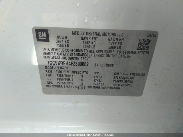 2015 CHEVROLET SILVERADO 1500 LT VIN: 1GCVKREH4FZ309882