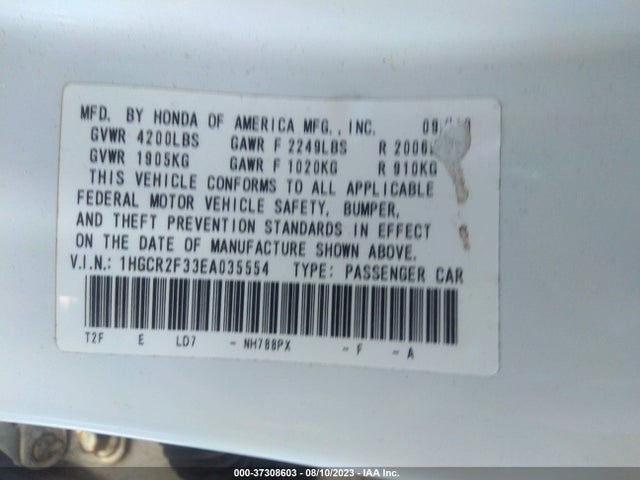 Honda Accord Sedan Lx 2014 1HGCR2F33EA035554 Image 9