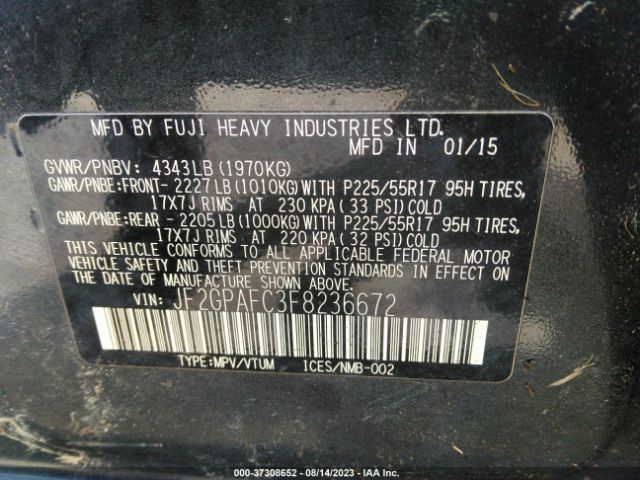 JF2GPAFC3F8236672 Subaru Xv Crosstrek Premium