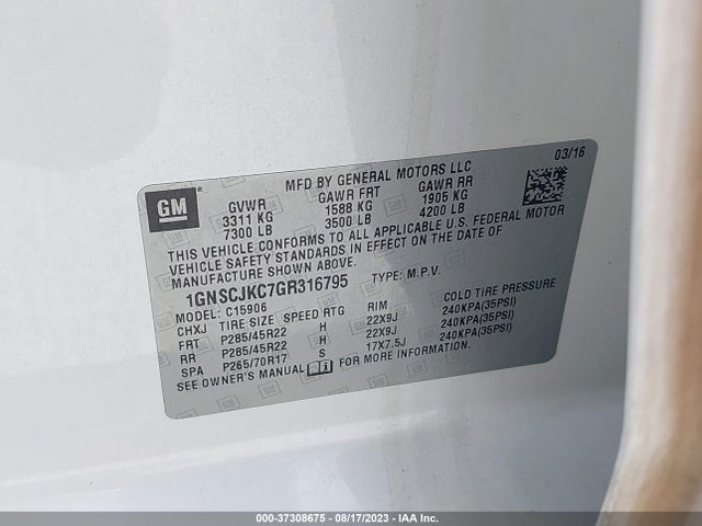Chevrolet Suburban Ltz 2016 1GNSCJKC7GR316795 Image 9