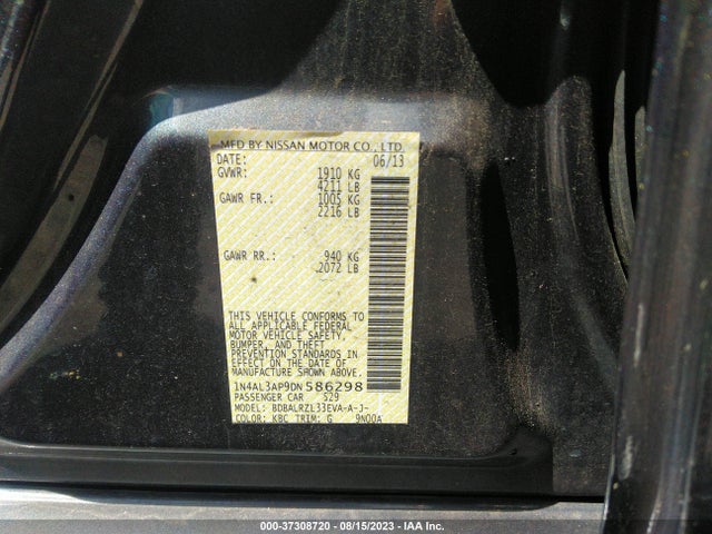 2013 NISSAN ALTIMA 2.5 S VIN: 1N4AL3AP9DN586298