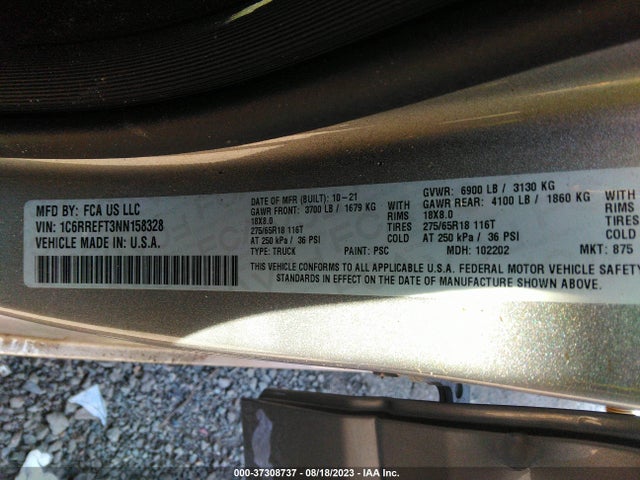 1C6RREFT3NN158328 RAM 1500 Big Horn