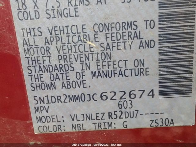 5N1DR2MM0JC622674 Nissan Pathfinder Sv