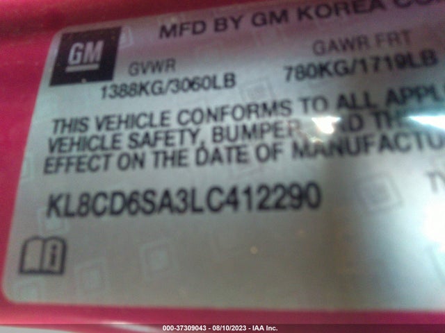 Chevrolet Spark Fwd 1lt Automatic 2020 KL8CD6SA3LC412290 Image 9