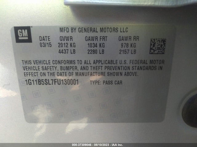 Chevrolet MALIBU LS 2015 1G11B5SL7FU130001 Image 9