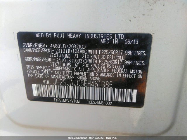 2014 SUBARU FORESTER 2.5I LIMITED VIN: JF2SJAJC5EH461385