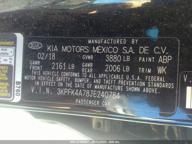 3KPFK4A78JE240784 KIA FORTE LX