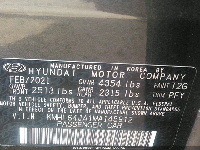 Hyundai SONATA SEL 2021 KMHL64JA1MA145912 Image 15