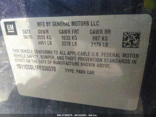 Chevrolet MALIBU LT 2015 1G11C5SL1FF339378 Image 9