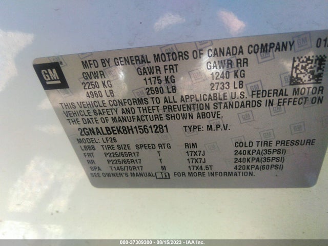 Chevrolet EQUINOX LS 2017 2GNALBEK8H1561281 Image 9